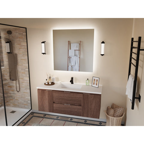 ANZZI Conques 48 in W x 20 in H x 18 in D Bath Vanity with Cultured Marble Vanity Top in White with White Basin