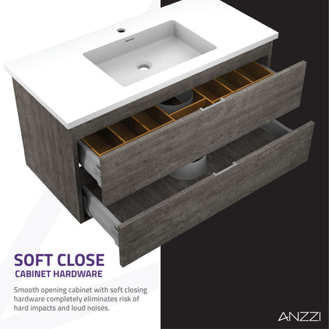 ANZZI 39 in. W x 20 in. H x 18 in. D Bath Vanity Set with Vanity Top in White with White Basin and Mirror