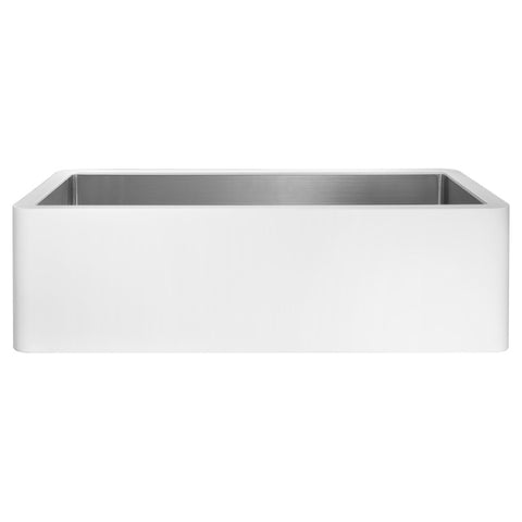 ANZZI Nepal Series Farmhouse Solid Surface 33 in. 0-Hole Single Bowl Kitchen Sink with Stainless Steel Interior