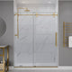ANZZI 60" x 76" Frameless Sliding Shower Door, 3/8" TSUNAMI GUARD Glass, Exposed Rollers and RHINO ALLOY Hardware, Brushed Gold