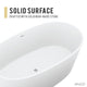 Roccia Series 61 in. x 31 in. Flat Bottom Solid Surface Freestanding Soaking Bathtub with Center Drain in Matte White