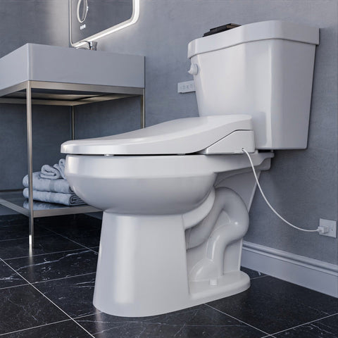 Smart Bidet Seat with Auto Lid, Heated, Warm Water, Air Dryer, Self Cleaning, Lady Wash, Deodorizer, and Classic Remote