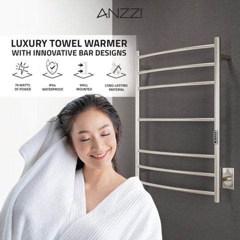 ANZZI Gown 7-Bar Stainless Steel Wall Mounted Towel Warmer