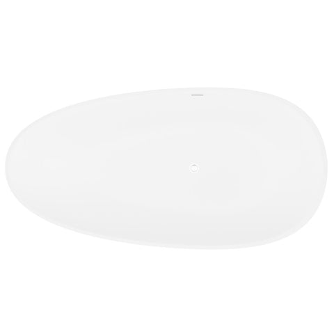 ANZZI Makot 5.6 ft. Man-Made Stone Center Drain Freestanding Bathtub in Matte White