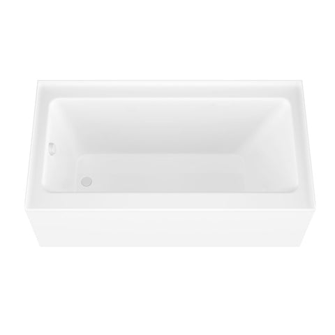 ANZZI 60 in. L x 32 in. W Left Drain Tub in White and 34 in. W x 58 in. H Frameless Hinged Tub Door in Brushed Nickel Finish