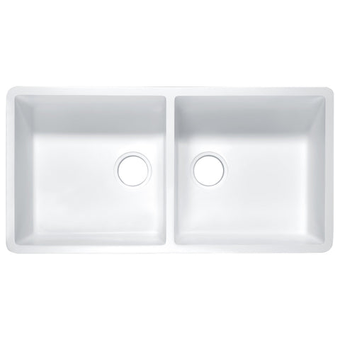 K-AZ224-2A - ANZZI Roine Farmhouse Reversible Glossy Solid Surface 35 in. Double Basin Kitchen Sink in White