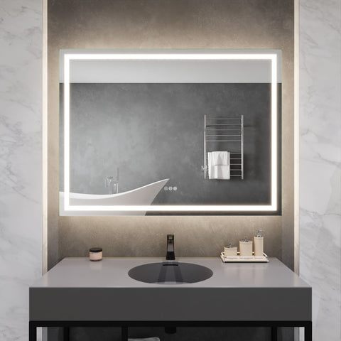 ANZZI 36-in. x 48-in. Frameless LED Front/Back Light Bathroom Mirror w/Defogger