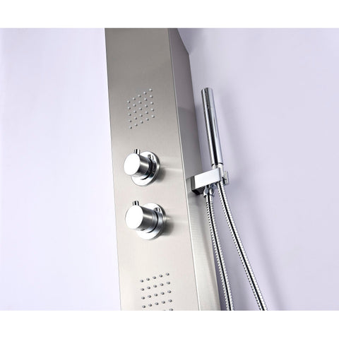 ANZZI Anchorage 51 in. Full Body Shower Panel with Heavy Rain Shower and Spray Wand in Brushed Steel