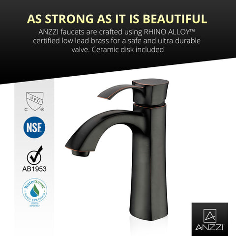 ANZZI Rhythm Series Single Hole Single-Handle Mid-Arc Bathroom Faucet