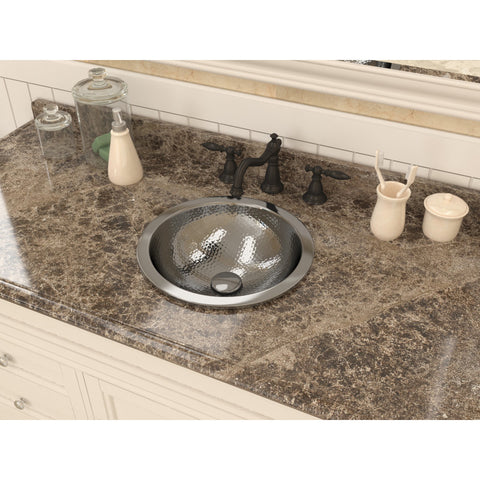 BS-004 - ANZZI Julian 14 in. Handmade Drop-in Bathroom Sink with Overflow in Hammered Nickel