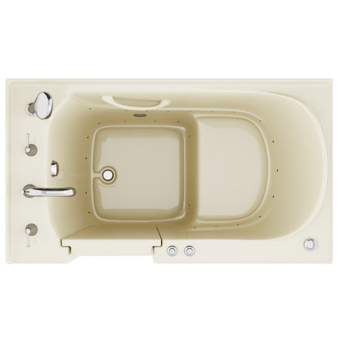 AZ3053LBA - ANZZI Coupe Series 30 in. x 53 in. Left Drain Quick Fill Walk-In Air Tub in Biscuit