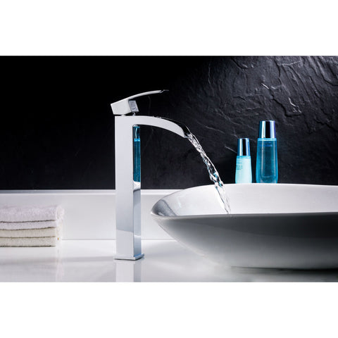 LSAZ081-097 - ANZZI Vista Series Deco-Glass Vessel Sink in Lustrous Frosted with Key Faucet in Polished Chrome