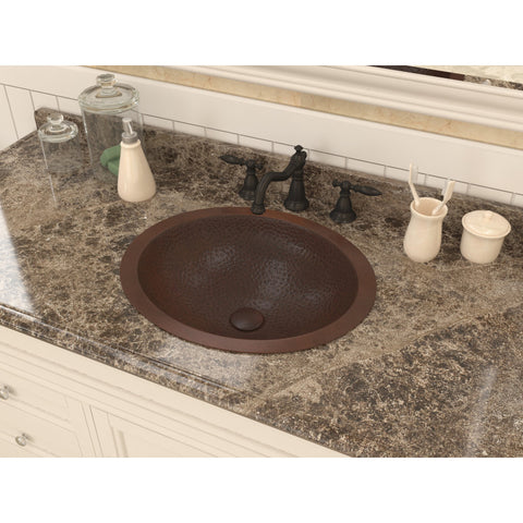 BS-001 - ANZZI Nepal 19 in. Drop-in Oval Bathroom Sink in Hammered Antique Copper