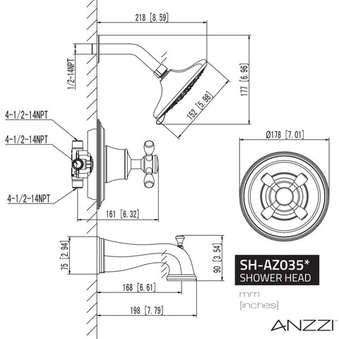 ANZZI Mesto Series 1-Handle 2-Spray Tub and Shower Faucet