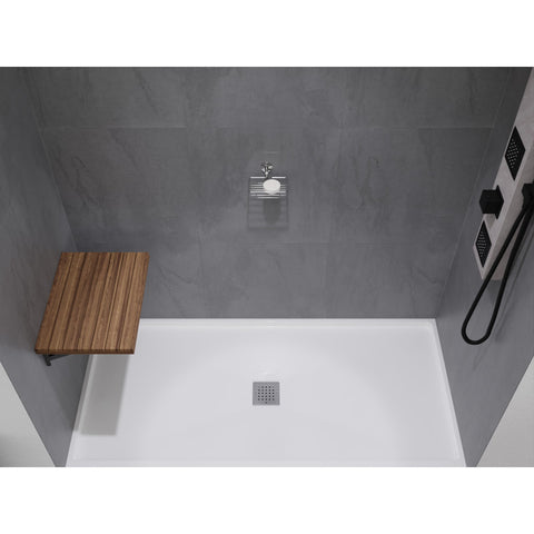 ANZZI Shoren 24 in. Teak Wall Mounted Folding Shower Seat