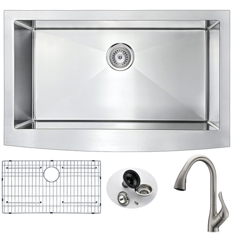 K33201A-031B - ANZZI Elysian Farmhouse 32 in. Kitchen Sink with Accent Faucet in Brushed Nickel