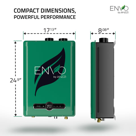 ANZZI ENVO Tankless Gas Water Heater (Up to 199,000 BTU), Copper Heat Exchanger, High-Flow Capacity, Anti-Freezing Protection, Energy Smart