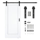 Cenote Series 36 in. x 84 in. Unfinished Ready-to-Stain MDF Interior Sliding Barn Door with Hardware Kit in Matte Black