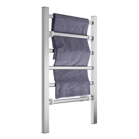 Naple Series 6-Bar Aluminum Wall Mounted/Free Standing Electric Towel Warmer Rack with Leg Attachment in Matte Finish