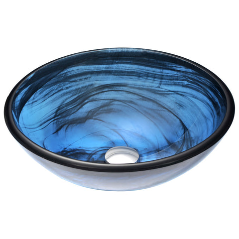 N48 - ANZZI Thalu Series Deco-Glass Vessel Sink in Sapphire Wisp