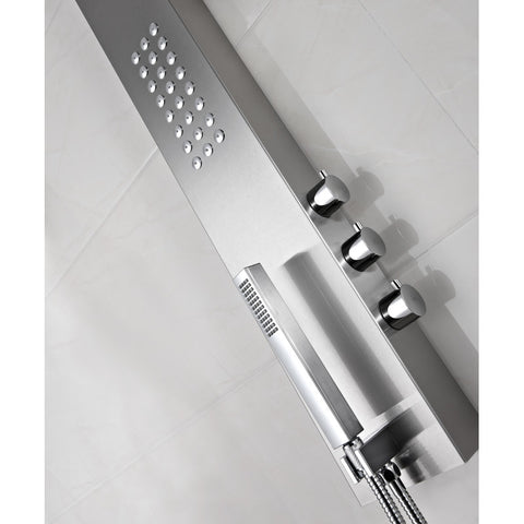 ANZZI Pier 48 in. Full Body Shower Panel with Heavy Rain Shower and Spray Wand in Brushed Steel