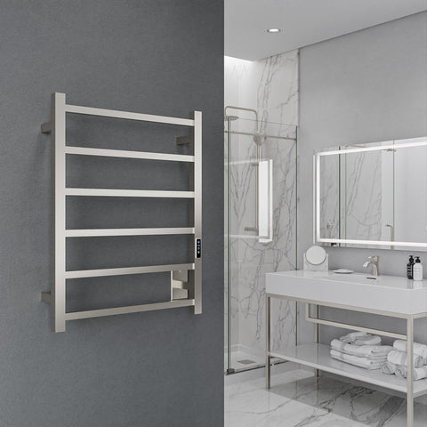 ANZZI Charles Series 6-Bar Stainless Steel Wall Mounted Electric Towel Warmer Rack