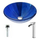 LSAZ051-097B - ANZZI Meno Series Deco-Glass Vessel Sink in Lustrous Blue with Key Faucet in Brushed Nickel