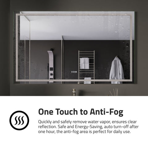 ANZZI 36-in. x 60-in. Frameless LED Front/Back Light Bathroom Mirror w/Defogger