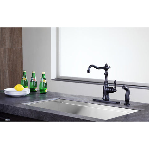 KF-AZ224ORB - ANZZI Highland Single-Handle Standard Kitchen Faucet with Side Sprayer in Oil Rubbed Bronze