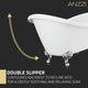 ANZZI Falco 5.8 ft. Claw Foot One Piece Acrylic Freestanding Soaking Bathtub in Glossy White with Polished Chrome Feet