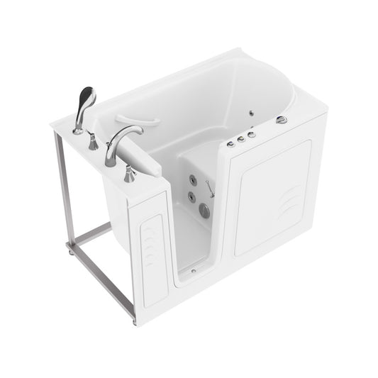 AMZ3053LWH - ANZZI 30 in. x 53 in. Left Drain Quick Fill Walk-In Whirlpool Tub with Powered Fast Drain in White