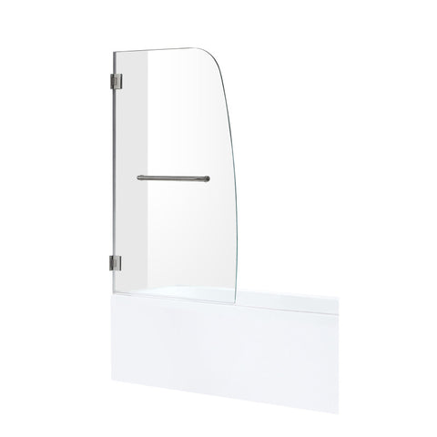 ANZZI Series 34 in. by 56 in. Frameless Hinged Tub Door in Brushed Nickel