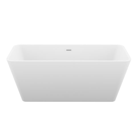 ANZZI Fomaia 4.9 ft. Man-Made Stone Center Drain Freestanding Bathtub in Matte White