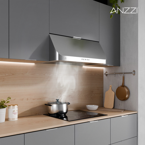 ANZZI 30-Inch 450 CFM 3-Speed Stainless Steel Under Cabinet Convertible Residential Range Hood with LED Lamp