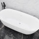 ANZZI Ami Series 30" W Freestanding Soaker Tub with Elegant Curve, Ergonomic Design, Center Drain, Slip-Resistant Texture, and Lifetime Warranty, Glossy White