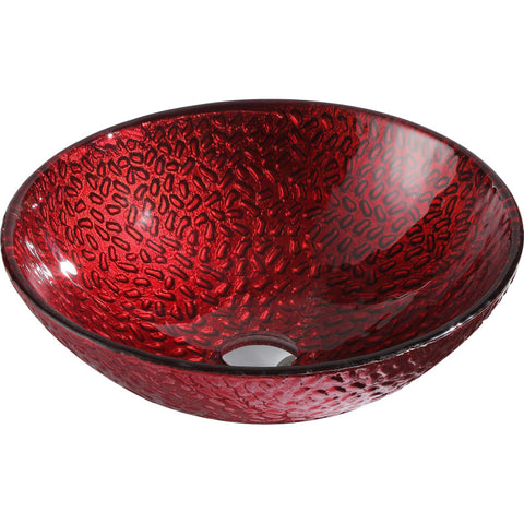 LSAZ080-022 - ANZZI Rhythm Series Deco-Glass Vessel Sink in Lustrous Red Finish with Crown Faucet in Chrome