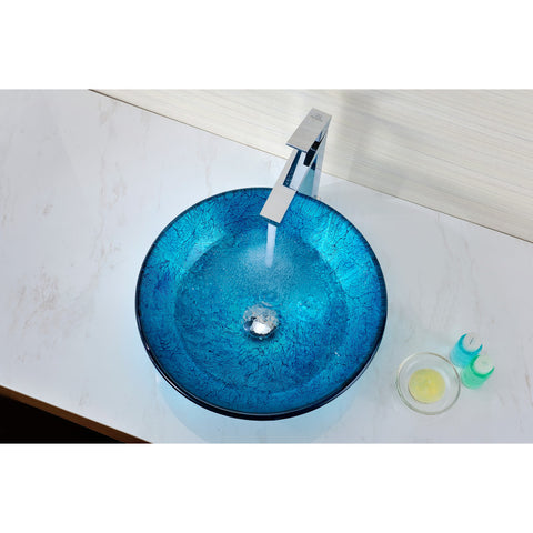 S120 - ANZZI Tereali Series Deco-Glass Vessel Sink in Blue Ice