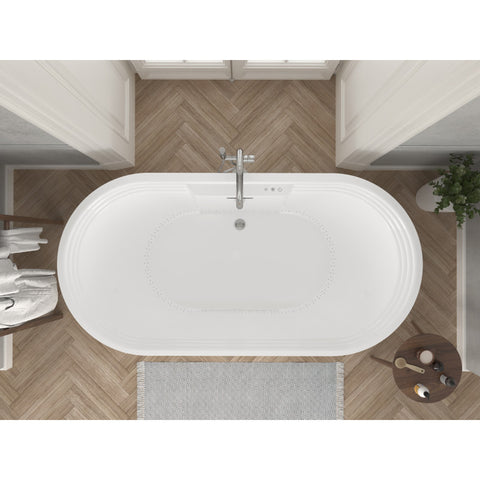 ANZZI Jetson Series 67" Air Jetted Freestanding Acrylic Bathtub in White