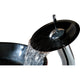 ANZZI Chord Series Deco-Glass Vessel Sink in Lustrous Black and Red with Matching Chrome Waterfall Faucet