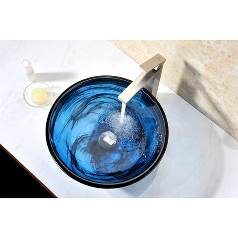 N48 - ANZZI Thalu Series Deco-Glass Vessel Sink in Sapphire Wisp