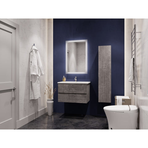 VT-MR3SCCT30-GY - ANZZI ANZZI Conques 30 in. W x 20 in. H x 18 in. D Bath Vanity Set in Rich Gray with Vanity Top in White with White Basin and Mirror