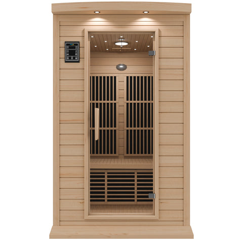 SteamSpa Seychelles 2-Person Carbon FAR Infrared Infrared Hemlock Wooden Indoor Home Sauna Room with LED Touch Control Panel