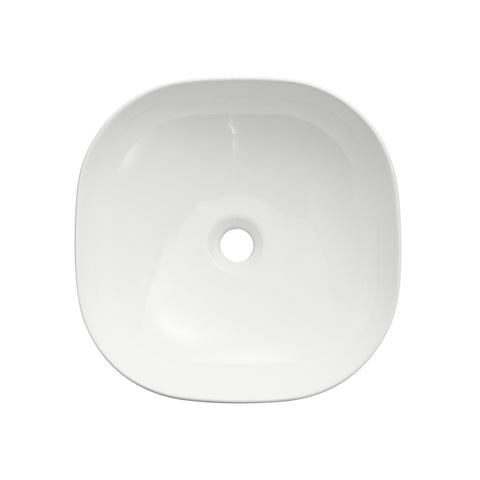 Siena Series 17 in. Ceramic Rounded Vessel Square Bathroom Sink Basin in White