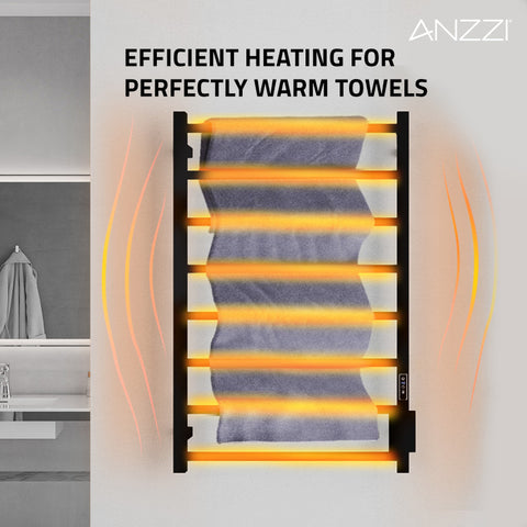 ANZZI Bell 8-Bar Stainless Steel Wall Mounted Electric Towel Warmer Rack