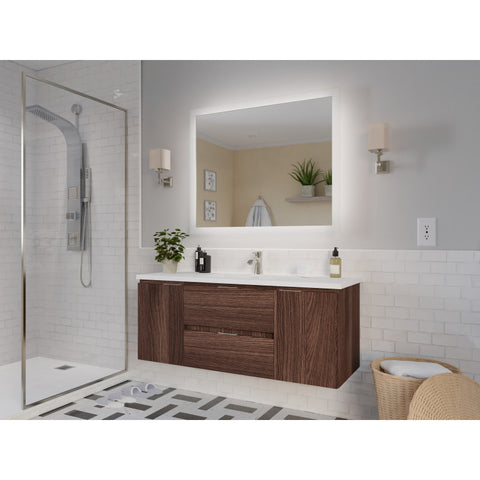 VT-MRCT48-DB - ANZZI ANZZI Conques 48 in W x 20 in H x 18 in D Bath Vanity in Dark Brown with Cultured Marble Vanity Top in White with White Basin & Mirror