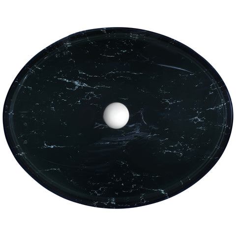 ANZZI Marbela Series Vessel Sink in Marbled Black