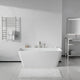 Vault Series 59 in. x 30 in. Flat Bottom Acrylic Freestanding Soaking Bathtub with Center Drain and Faucet