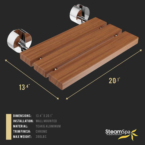 Leisure 20 in. Teak Wall Mounted Folding Shower Seat