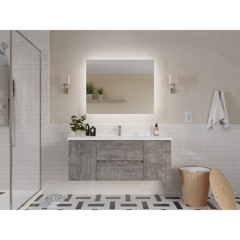 VT-MRCT48-GY - ANZZI 48 in W x 20 in H x 18 in D Bath Vanity in Rich Grey with Cultured Marble Vanity Top in White with White Basin & Mirror