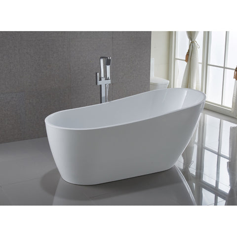 FT-AZ093 - ANZZI Trend Series 67 in. x 32 in. Flat Bottom Acrylic Freestanding Soaking Bathtub with Center Drain in Glossy White